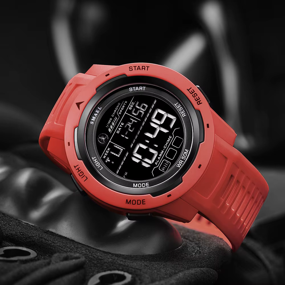 Montre-bracelet numérique étanche à LED pour homme