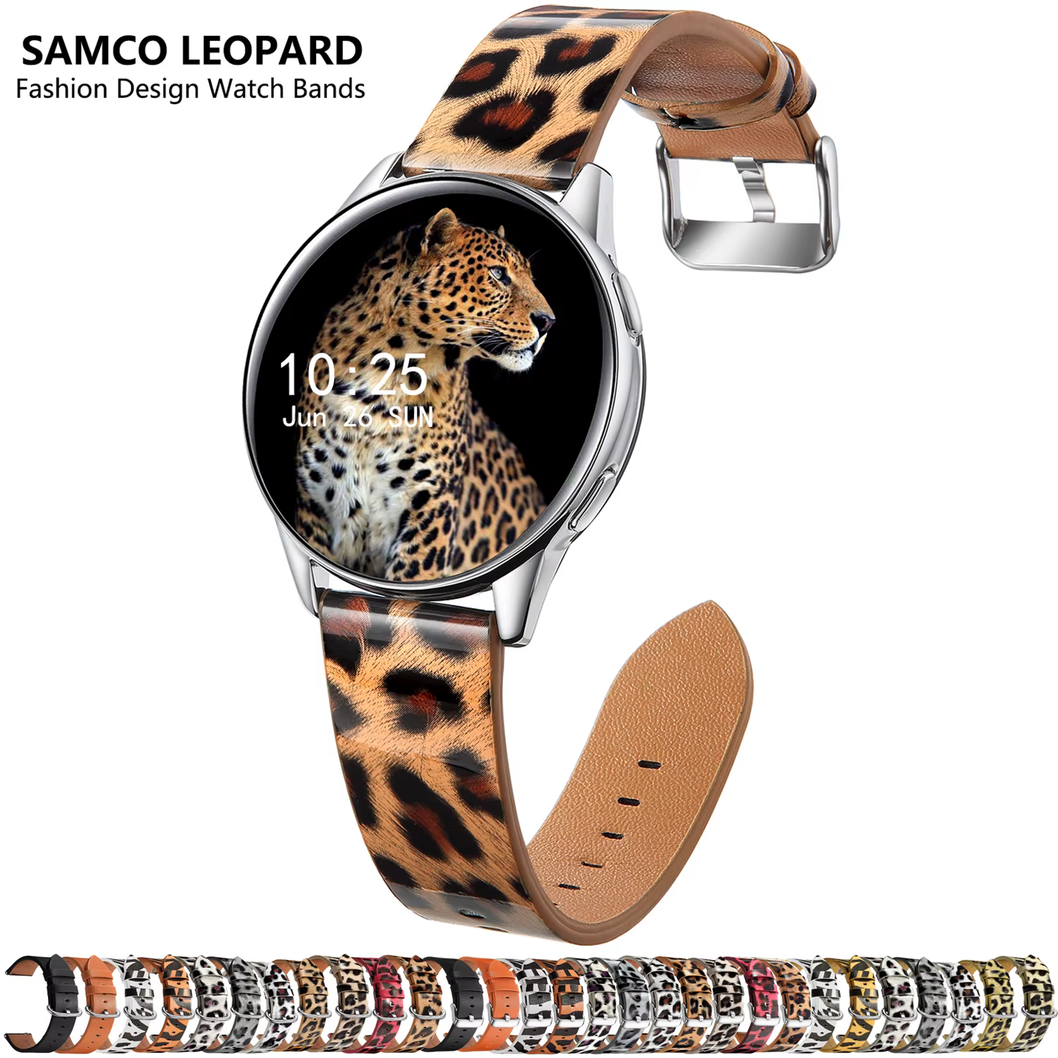 Bracelet de montre en cuir léopard à dégagement rapide, 20mm 22mm, pour femmes