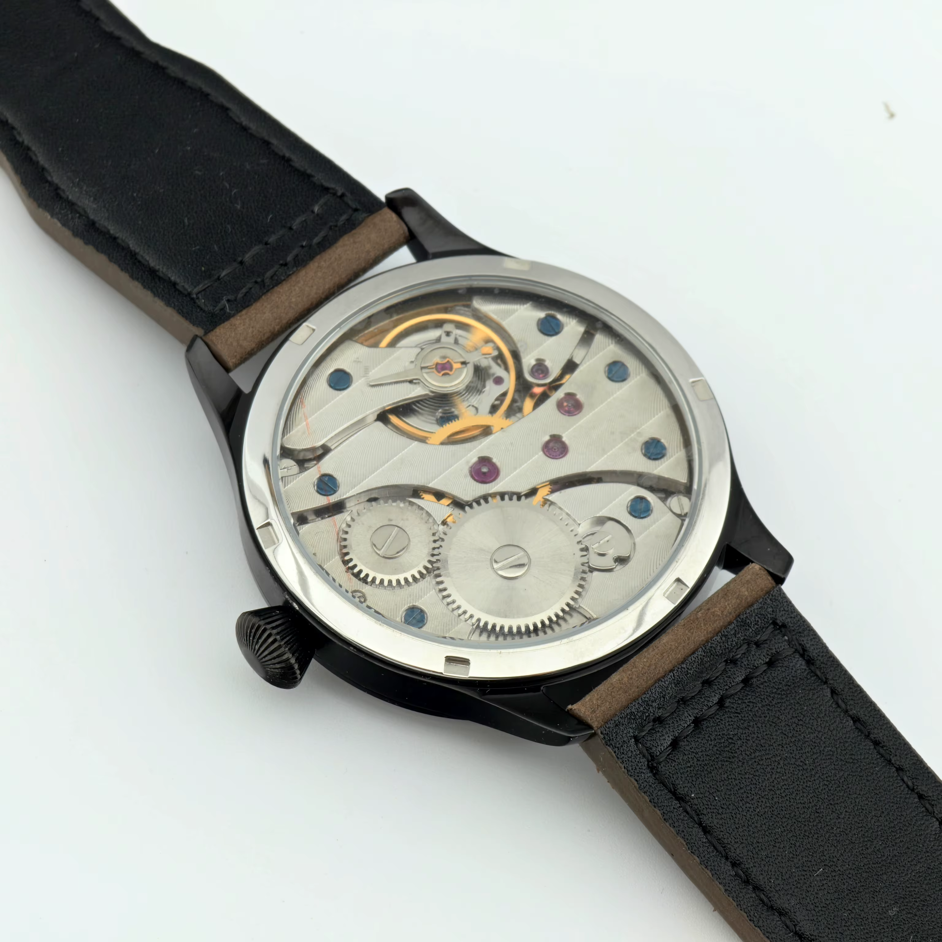 CORGEUT 44mm hommes en cuir lumineux mécanique remontage manuel montre 17 bijoux ST3600 mouvement Sport montre-bracelet reloj hombre