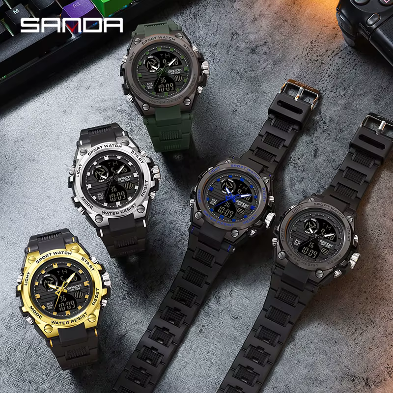 Montre à quartz numérique de luxe pour hommes