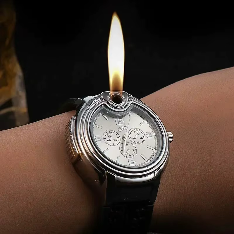 Briquet à gaz en métal tendance pour hommes, briquet portable coupe-vent rechargeable pour l'extérieur, cadeau tendance et cool pour la personnalité
