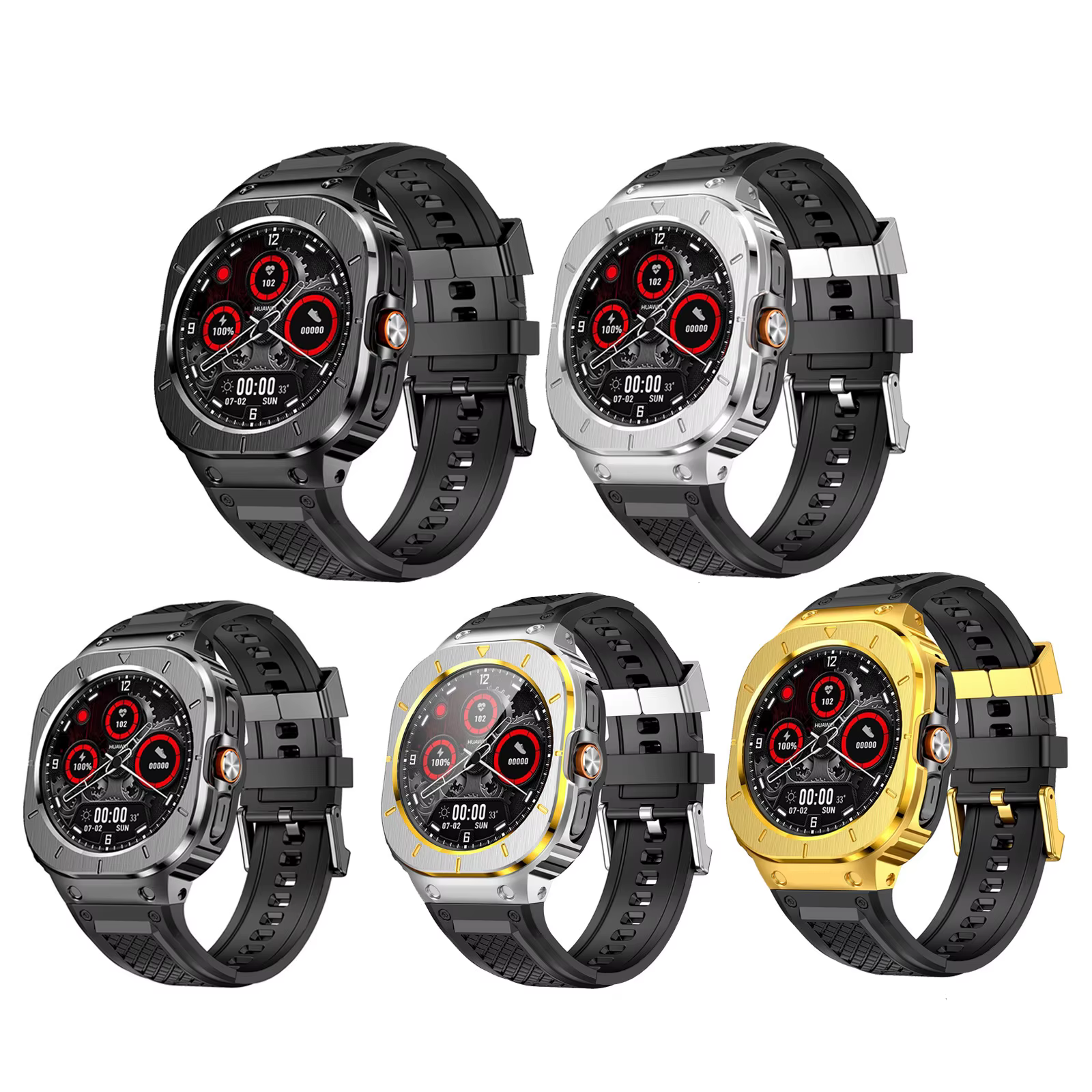 Bracelet pour Samsung Galaxy Watch Ultra 47mm, Bracelet de Sport, coque en acier inoxydable + Bracelet en Silicone TPU pour Galaxy Watch 7 Ultra 47