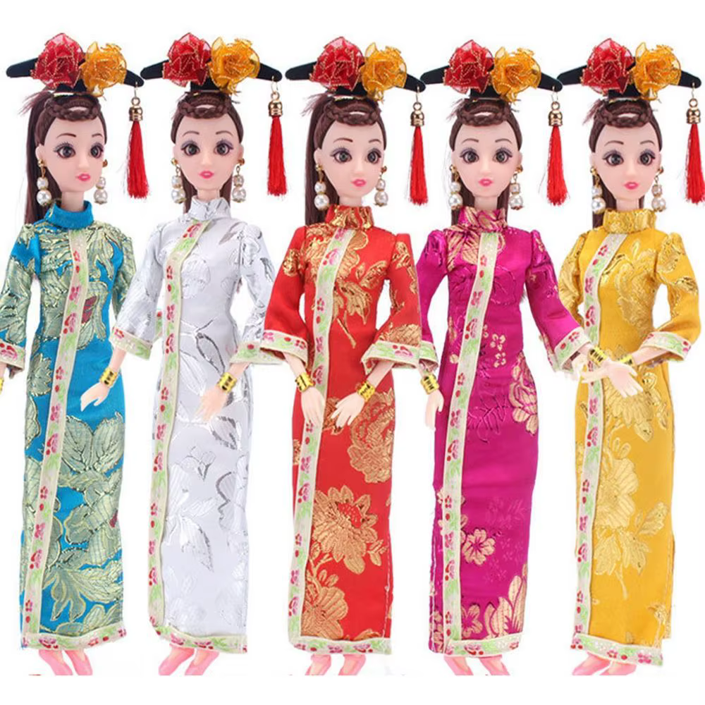 Robe de soirée de style cheongsam traditionnelle chinoise faite à la main, accessoires uniques, vêtements de beurre, 30cm, 1/6