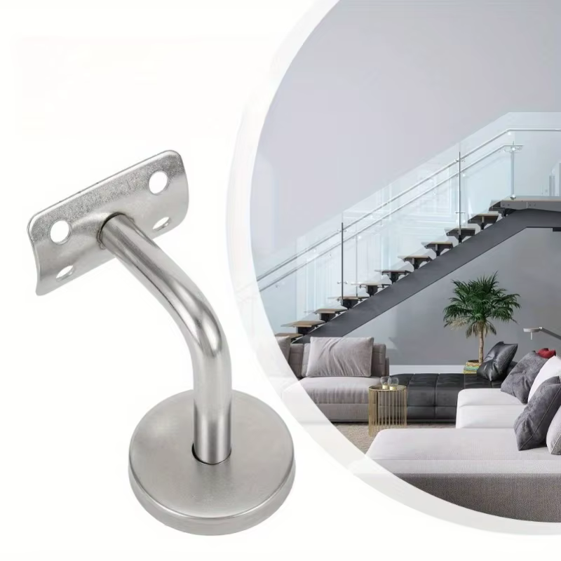 Supports de main courante d'escalier, 2 pièces, Support mural en acier inoxydable, Balustrade argentée pour outils de quincaillerie pour hôtels ménagers