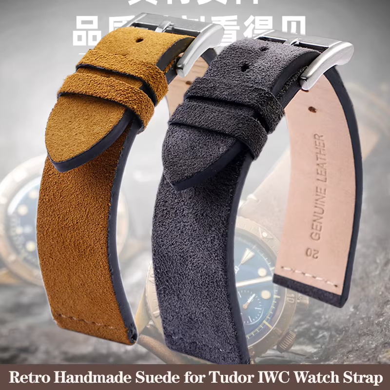 Bracelet de montre en daim rétro fait à la main