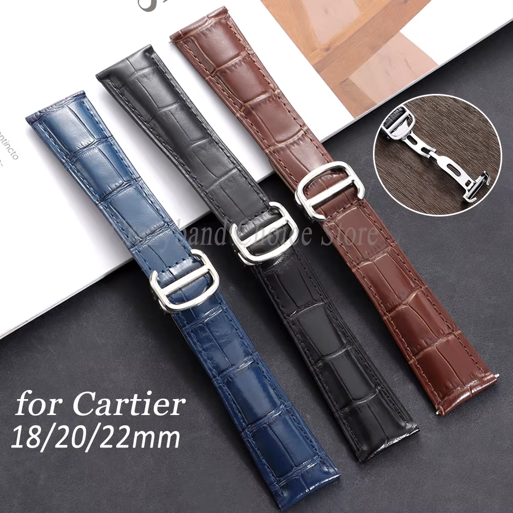 Bracelet de montre en cuir véritable pour Cartier Tank London Solo Business