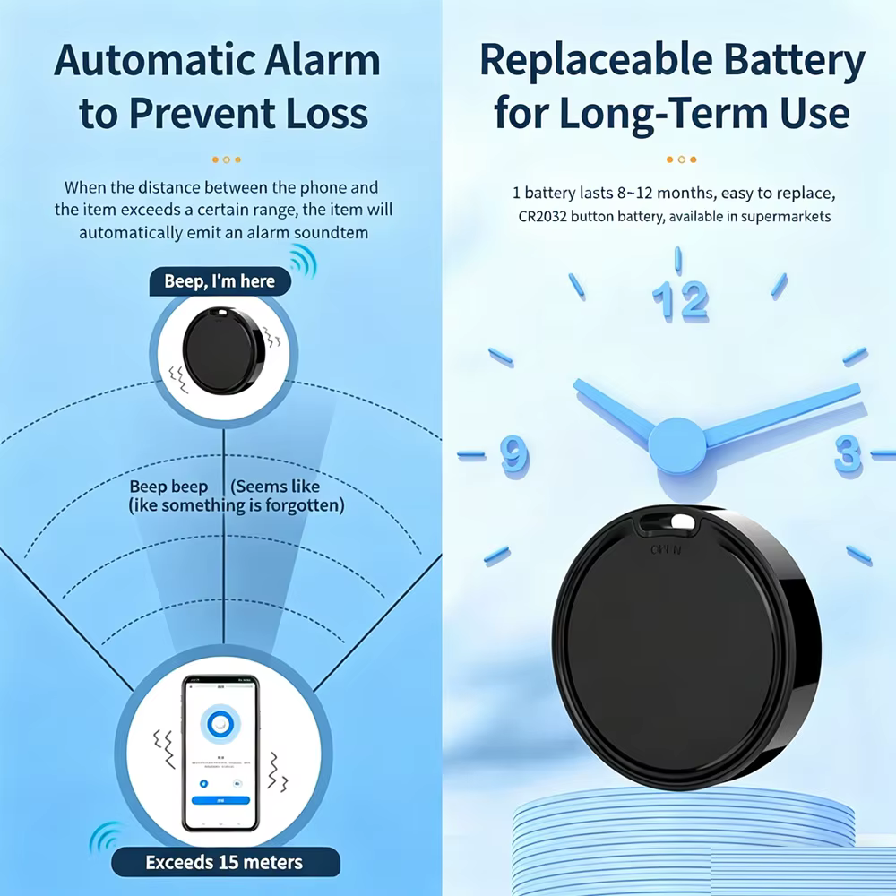 Traceur GPS double système pour Apple Find My/Android Google Find Hub App, localisateur d'objets, traceur de vélo/sac