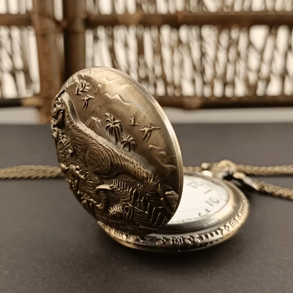 Montre de poche en quartz dinosaure en bronze, pendentif cadeau pour garçons