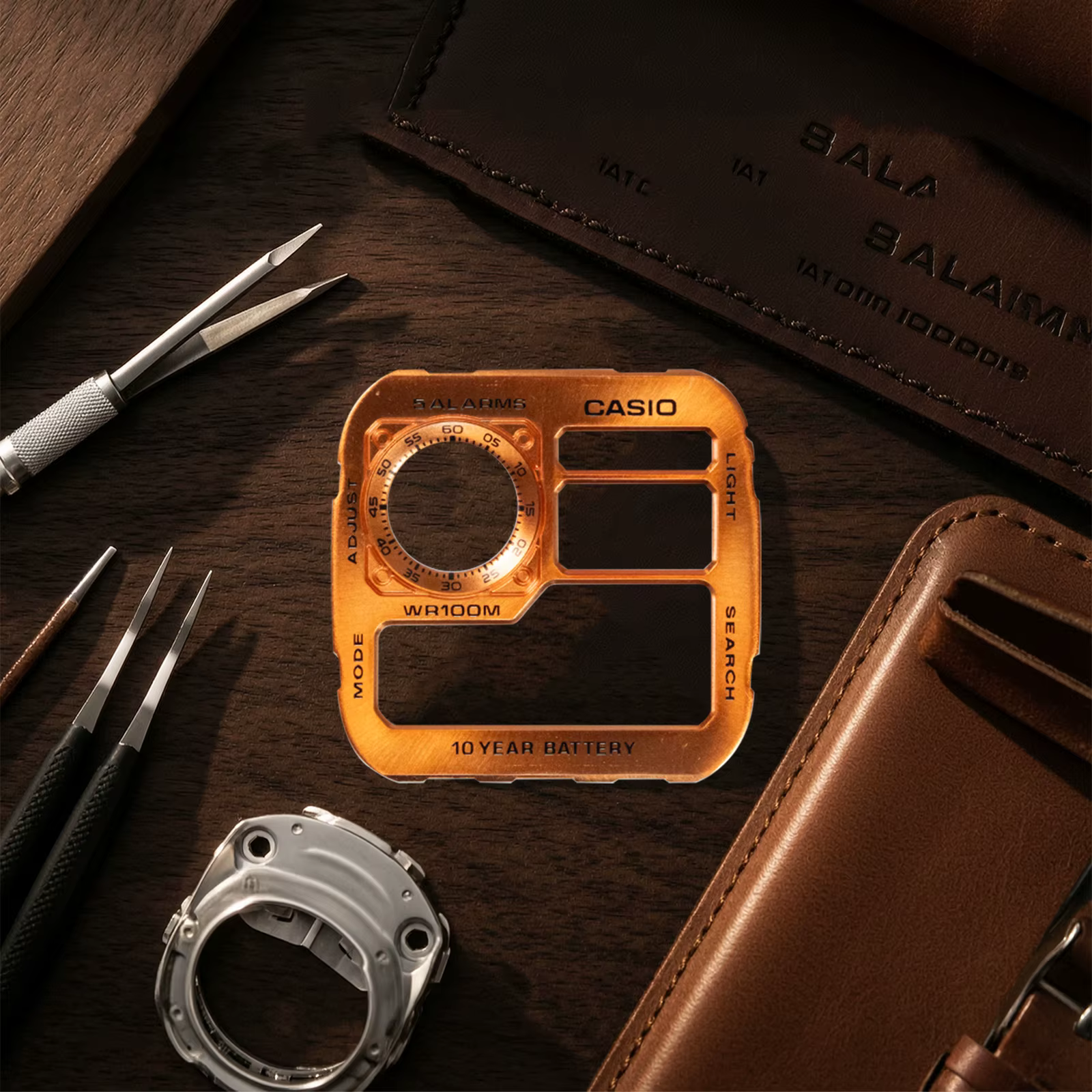 Cadran de montre DIY à texture rayons de soleil compatible avec Casio AE1200