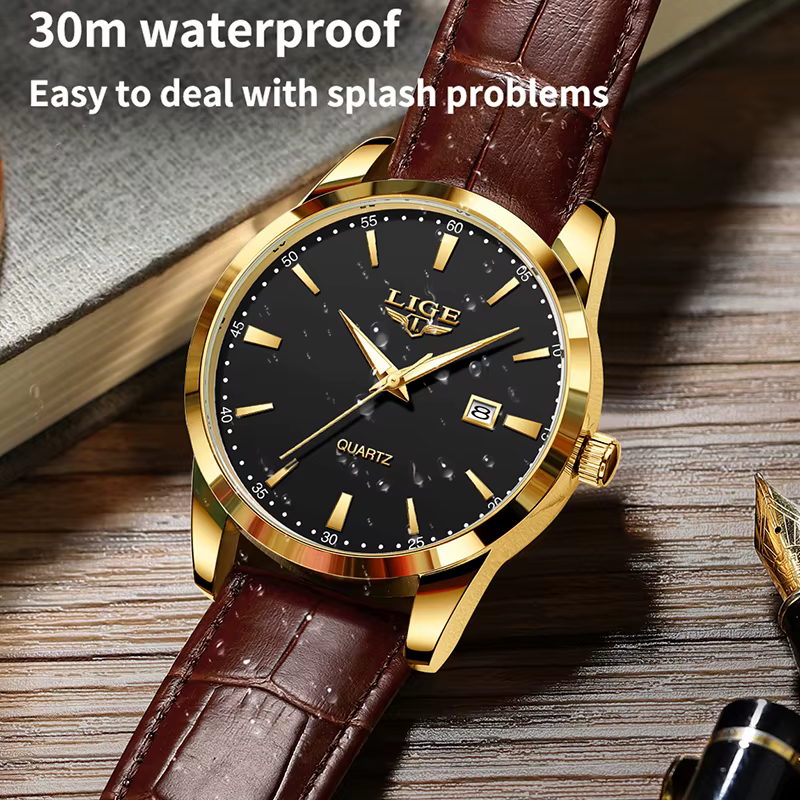 LIGE hommes montres haut de gamme de luxe militaire Montre à Quartz