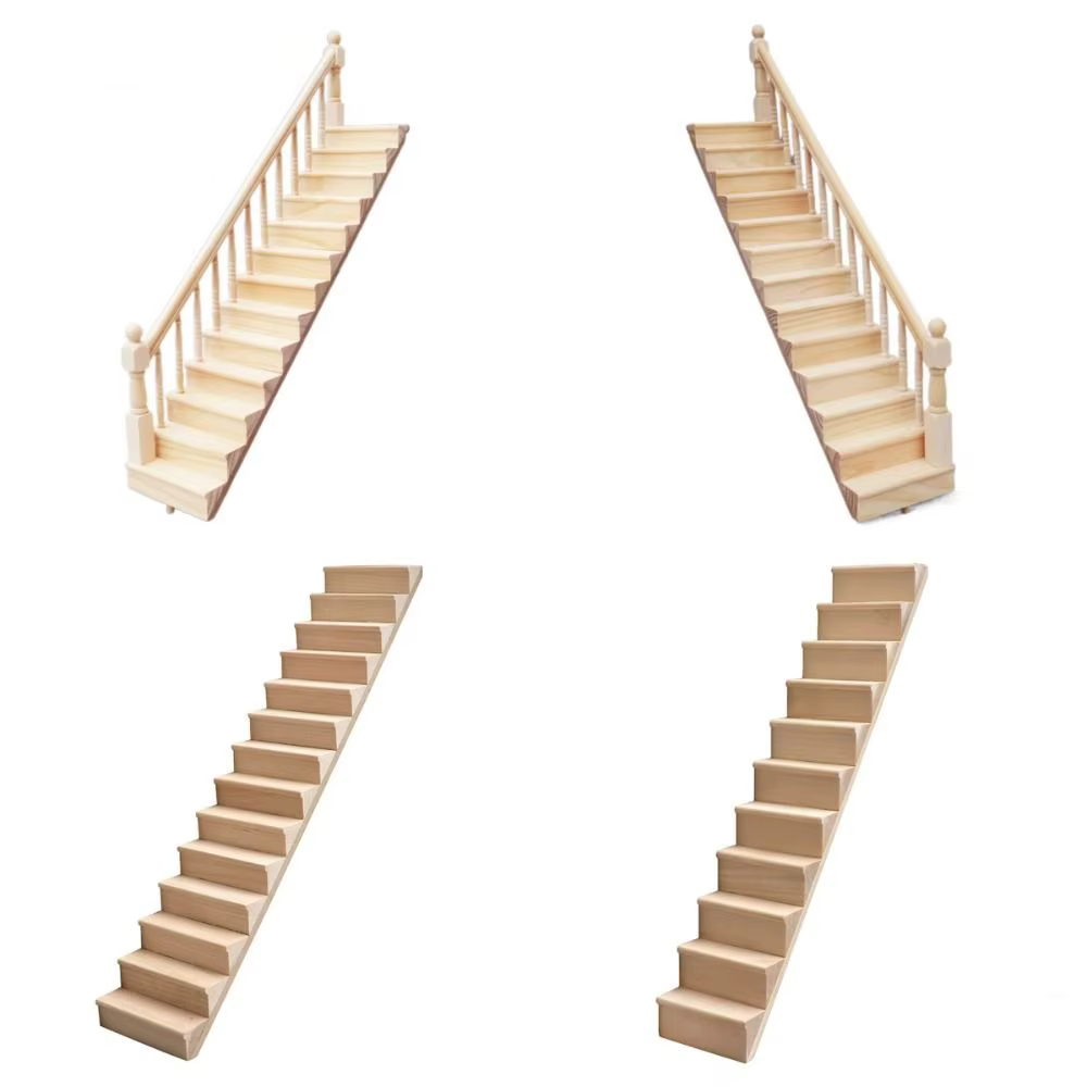 Faire semblant jouer 1:12 meubles de maison de poupée accoudoir Miniature Mini escalier modèle bois escalier garde-corps escaliers avec main courante