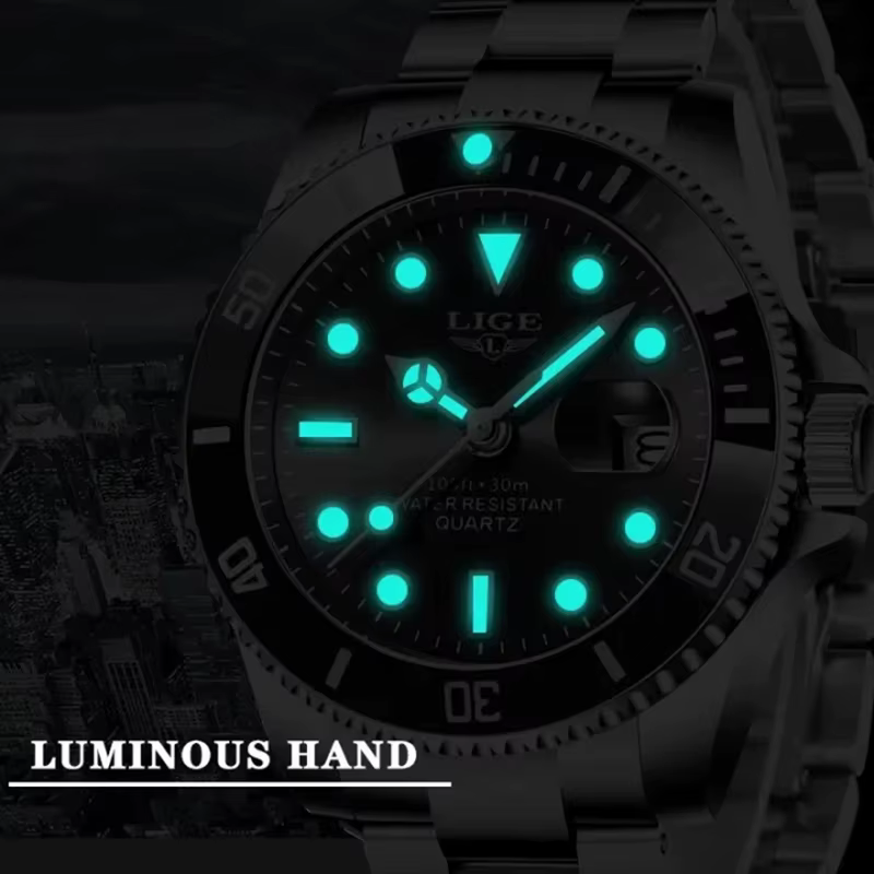 LIGE Montre pour hommes Top marque de luxe mode