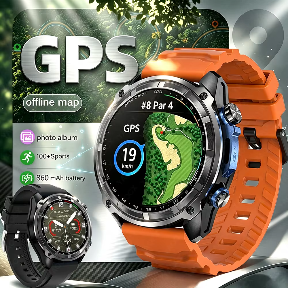 Montre connectée GPS 2026 avec carte hors ligne intégrée, étanche 3ATM, boussole militaire pour l'alpinisme en milieu sauvage, moniteur de fitness