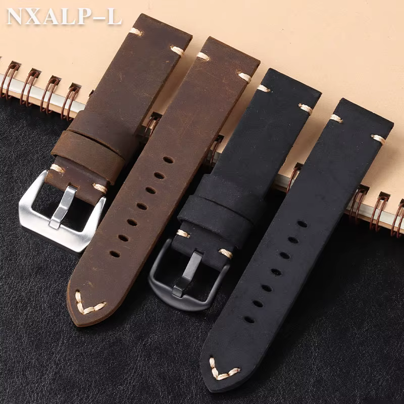 Bracelet de montre en cuir de vache première couche fait à la main