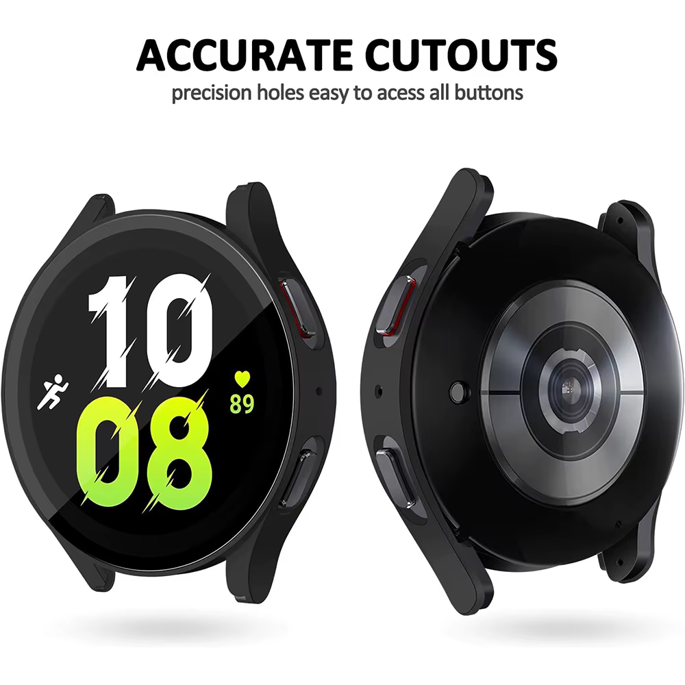 Pour Samsung Galaxy 4 5 6 7 44mm 40mm verre trempé + PC boîtier de montre de protection entièrement couvert
