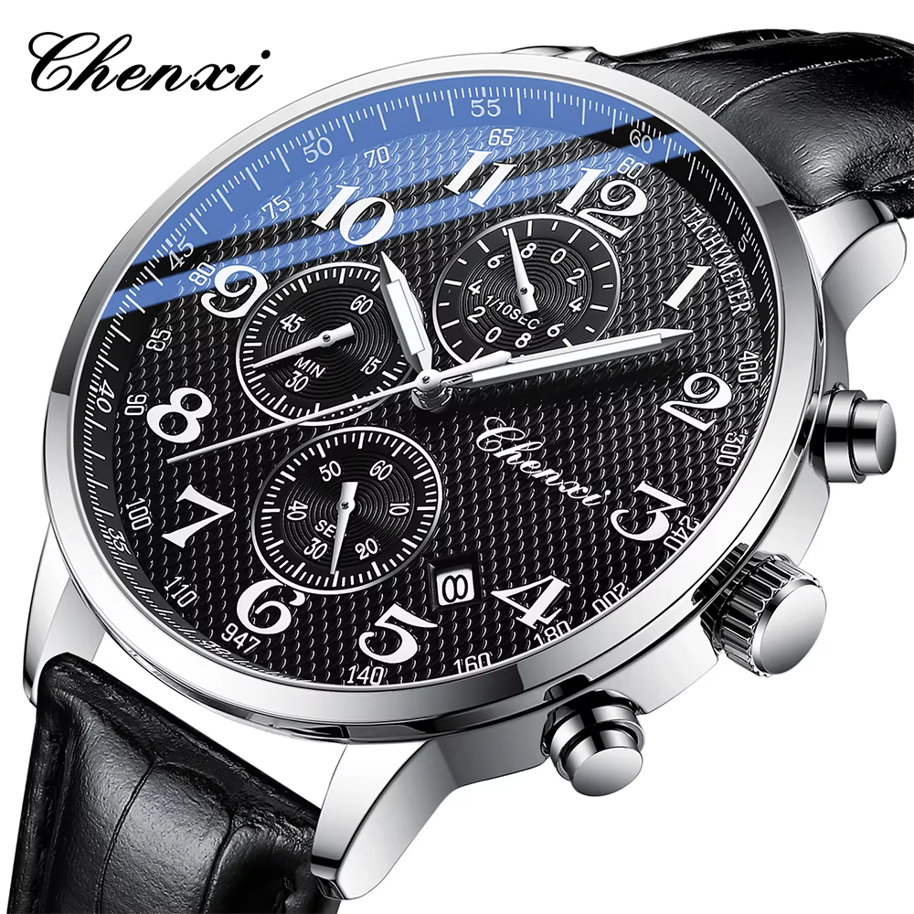 CHENXI montres pour hommes multi-fonctionnel Quartz homme montre calendrier lumineux chronographe