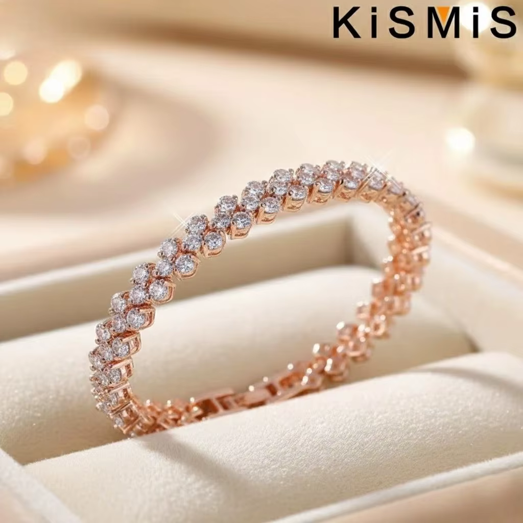 Bracelet jonc en cristal de luxe pour femmes, or rose, argent, bijoux de mode, cadeau fait à la main