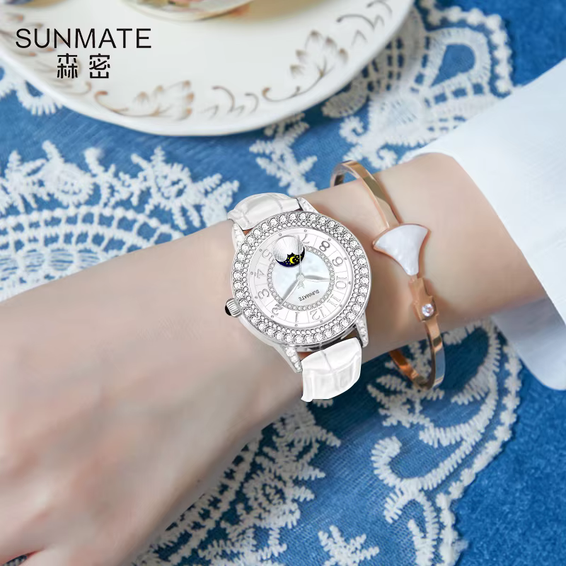 SUNMATE Montre à quartz mince pour femme – Affichage analogique simple