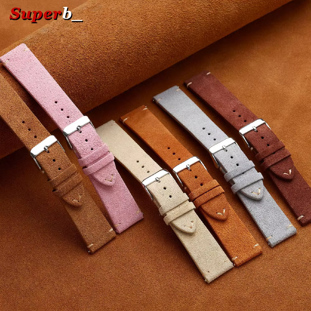 Bracelet de montre Vintage en cuir suédé