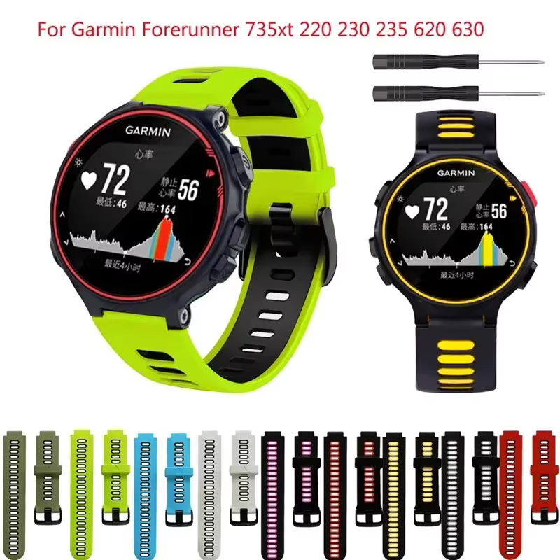 Bracelet de montre en Silicone pour Garmin Forerunner 735XT 735/220/230/235/620/630 Approach S20 S5 S6