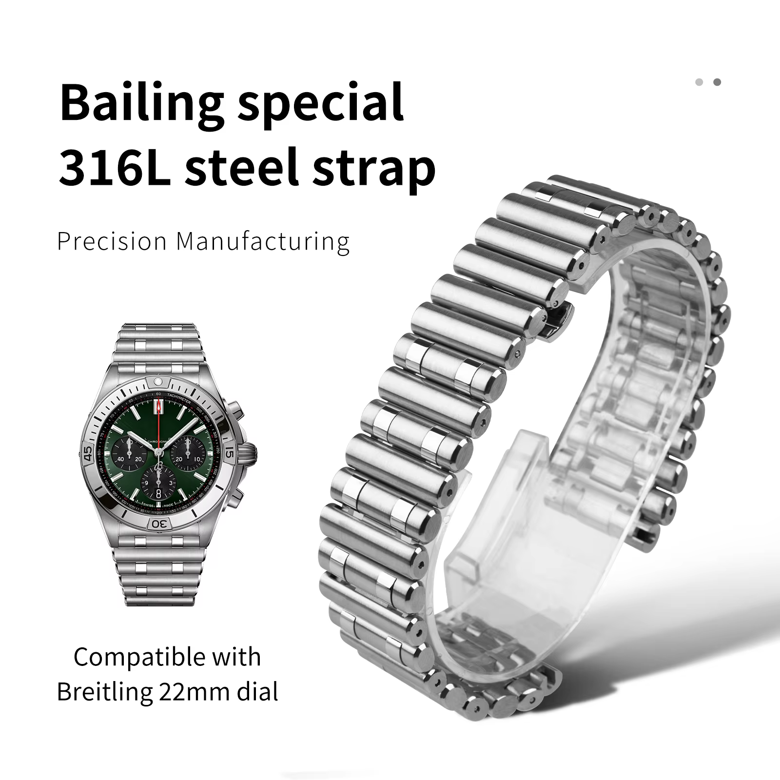 Bracelet de montre en acier inoxydable massif de qualité supérieure