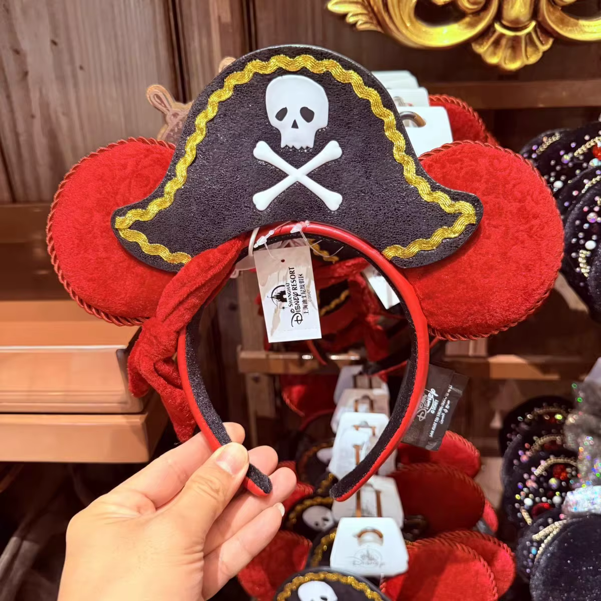 Bandeaux Disney Mickey Mouse avec nœud à paillettes, Shanghai Disneyland, nouveaux Pirates des Caraïbes, bandeau Minnie, accessoire pour cheveux, épingle à cheveux