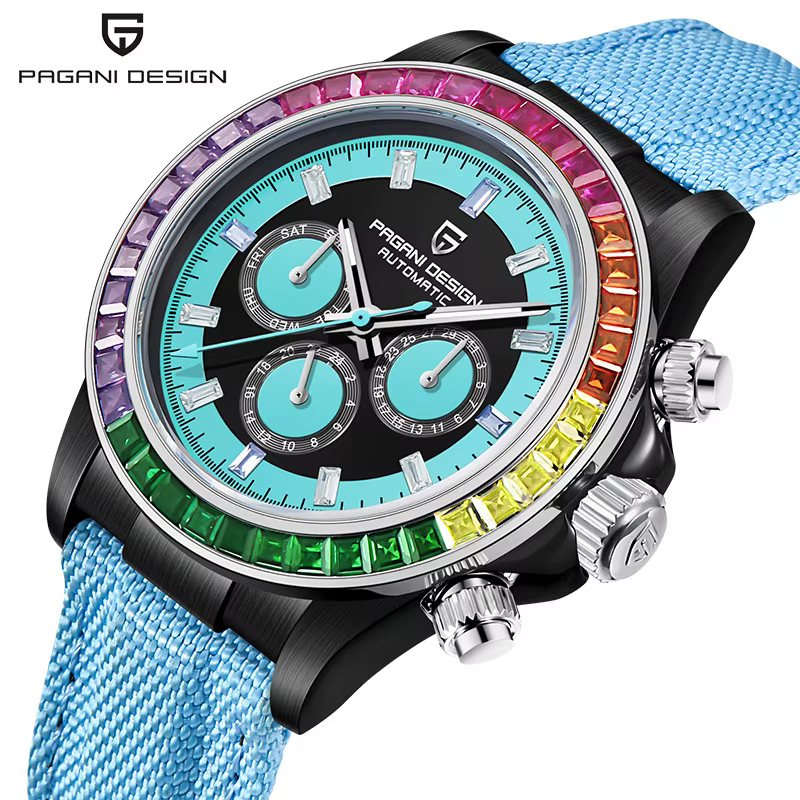 PAGANI DESIGN PD-1732 montre mécanique automatique 40MM V2 cercle arc-en-ciel montre-bracelet multifonction pour hommes saphir 100M étanche