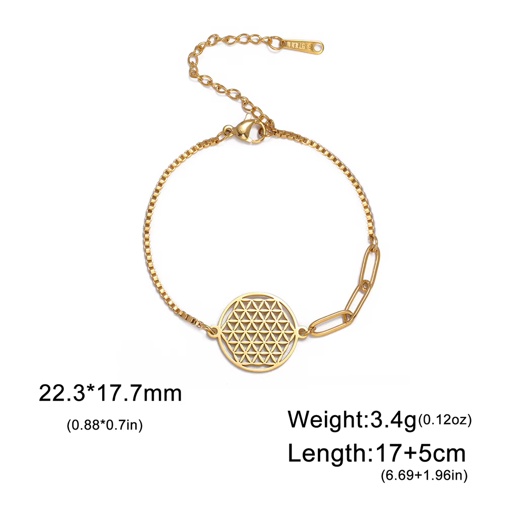 Dawapara fleur de vie femmes Bracelet Mandala géométrie sacrée Yoga méditation amulette bijoux en acier inoxydable