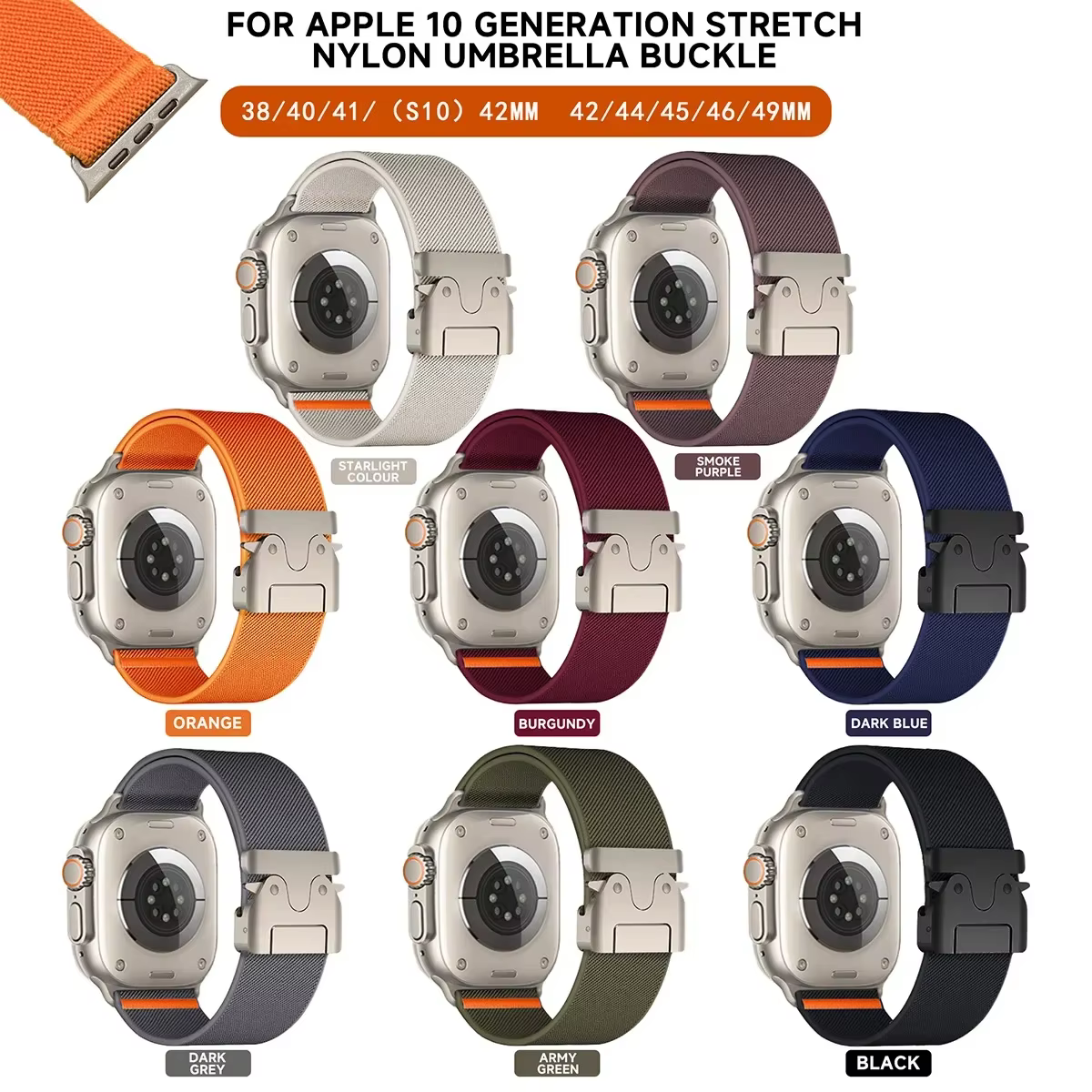 Sangle en nylon de parachute pour bracelet Apple Watch 46 mm Ultra 3 2 49 mm 44 mm 42 mm 40 mm 45 mm 41 mm