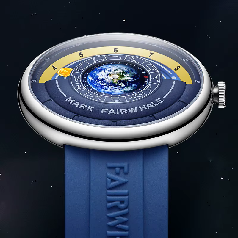 Mark Fairwhale Montre à quartz pour homme avec cadran sur le thème de la Terre unique