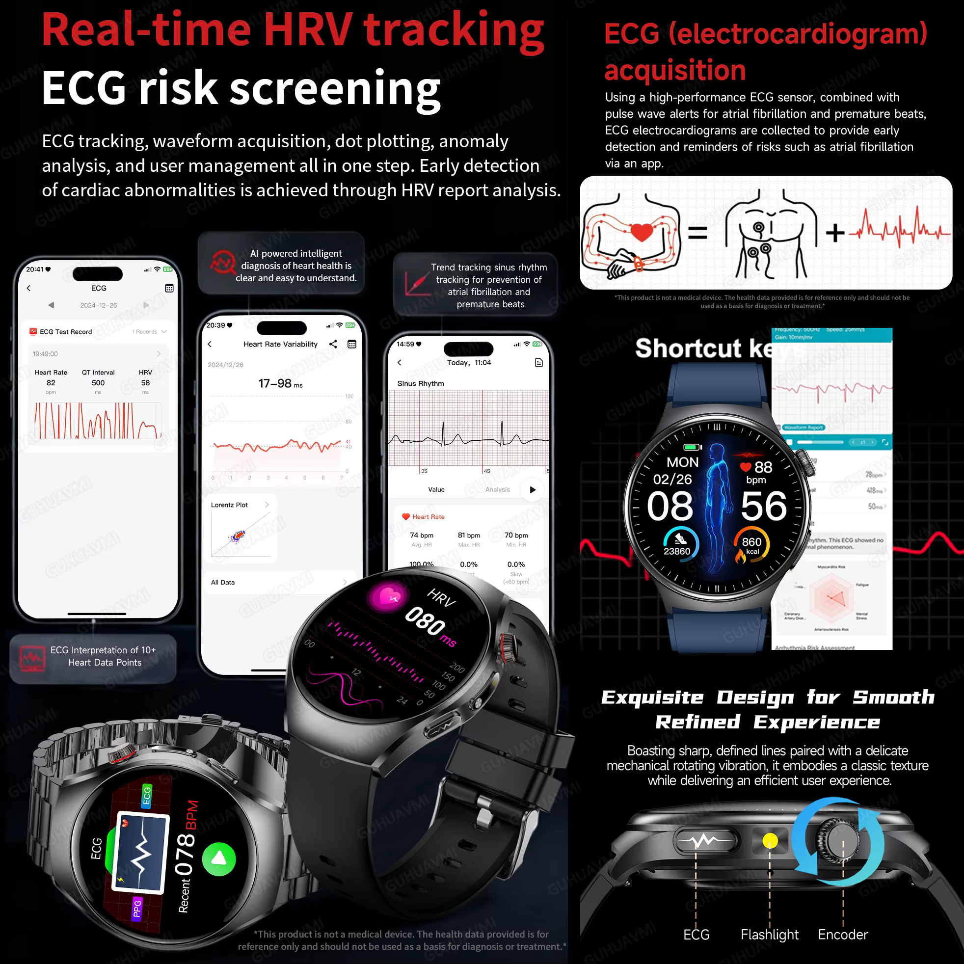 Nouvelle montre connectée 2026 améliorée avec fonctions de contrôle de santé : ECG