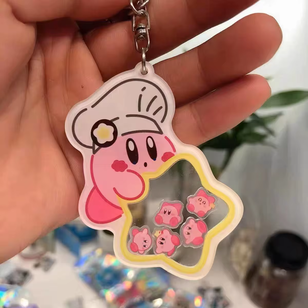 Porte-clés Kirby en acrylique, dessin animé, accessoires de cosplay, décoration créative pour sac rose, cadeau