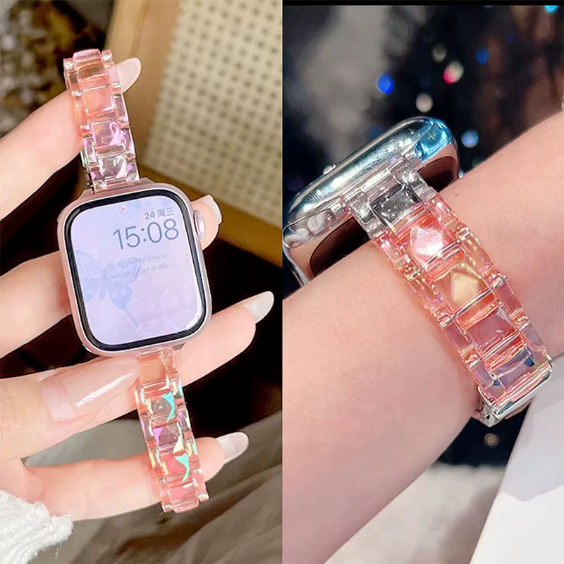 Bracelet transparent arc-en-ciel pour Apple Watch série 10 9 8 7 se 6 5 4 3