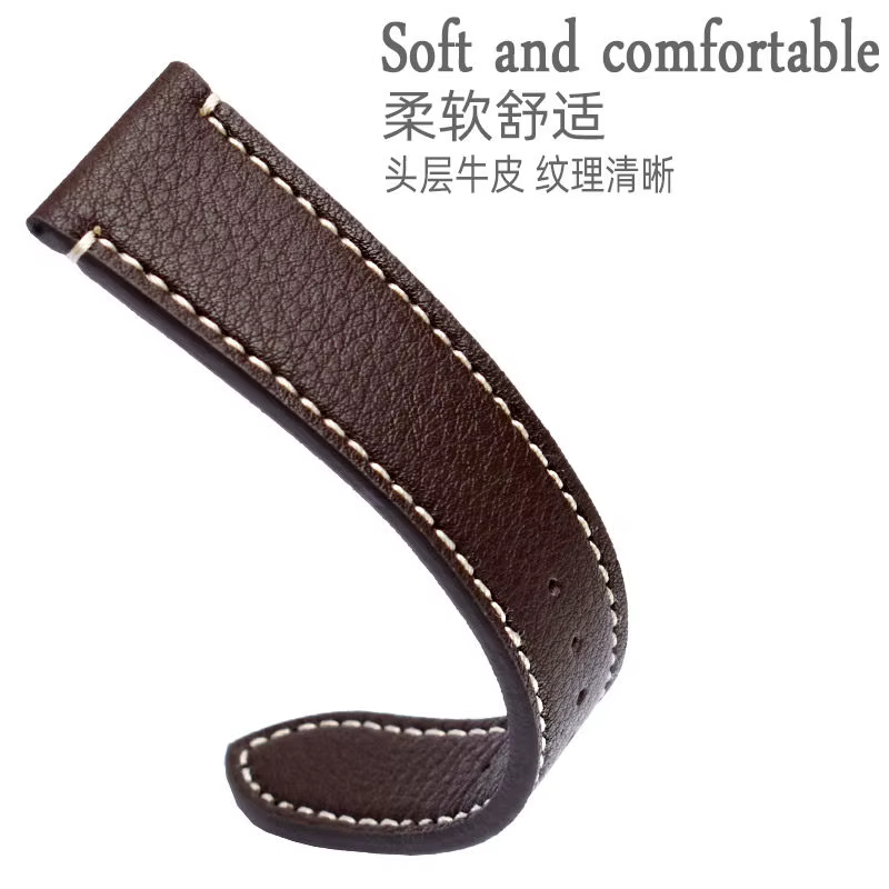 Bracelet de montre en cuir marron foncé pour homme