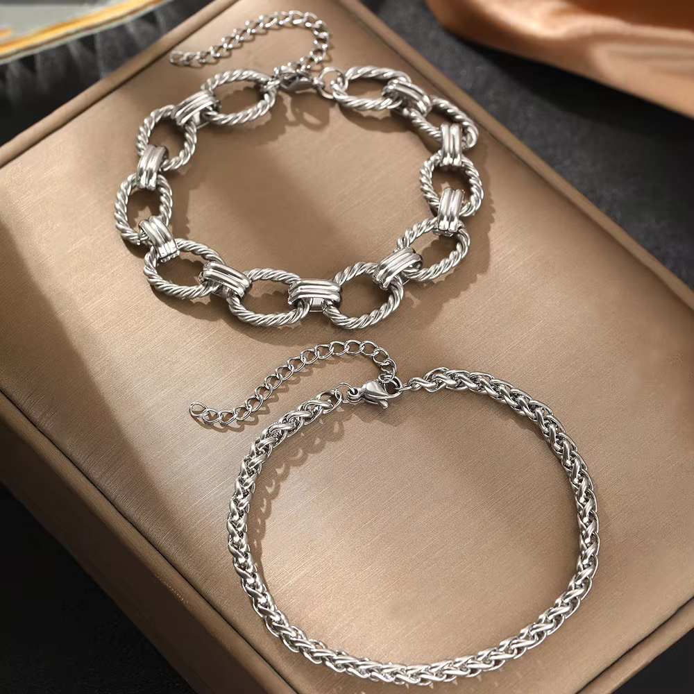 Ensemble de bracelets en acier inoxydable pour femmes
