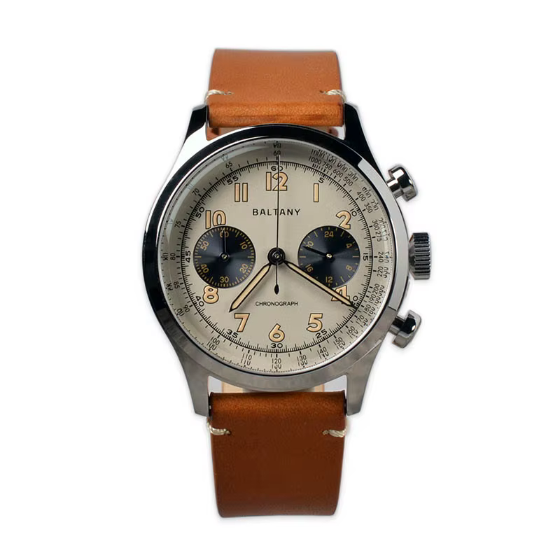 Baltany S5034 39mm chronographe montre homme saphir cristal Panda cadran en acier inoxydable Super lumineux Vintage montres à Quartz