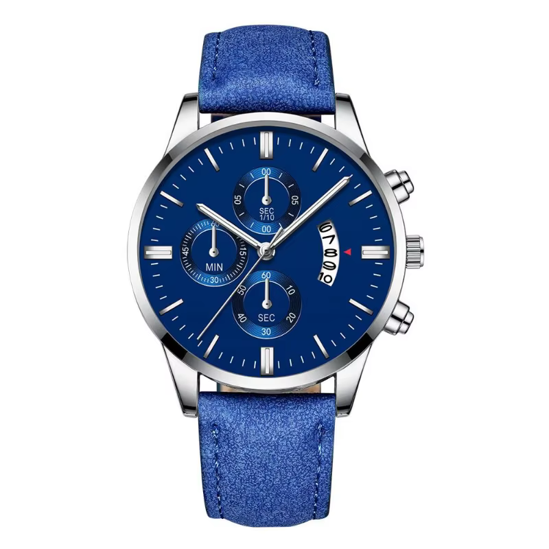 Montre-bracelet à quartz en acier inoxydable noir pour homme