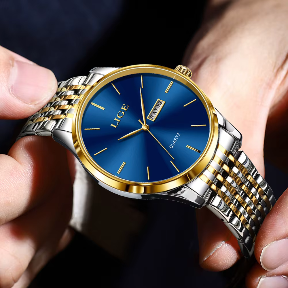 2025 LIGE hommes montres d'affaires haut de gamme de luxe homme montre-bracelet étanche lumineux Date semaine Quartz