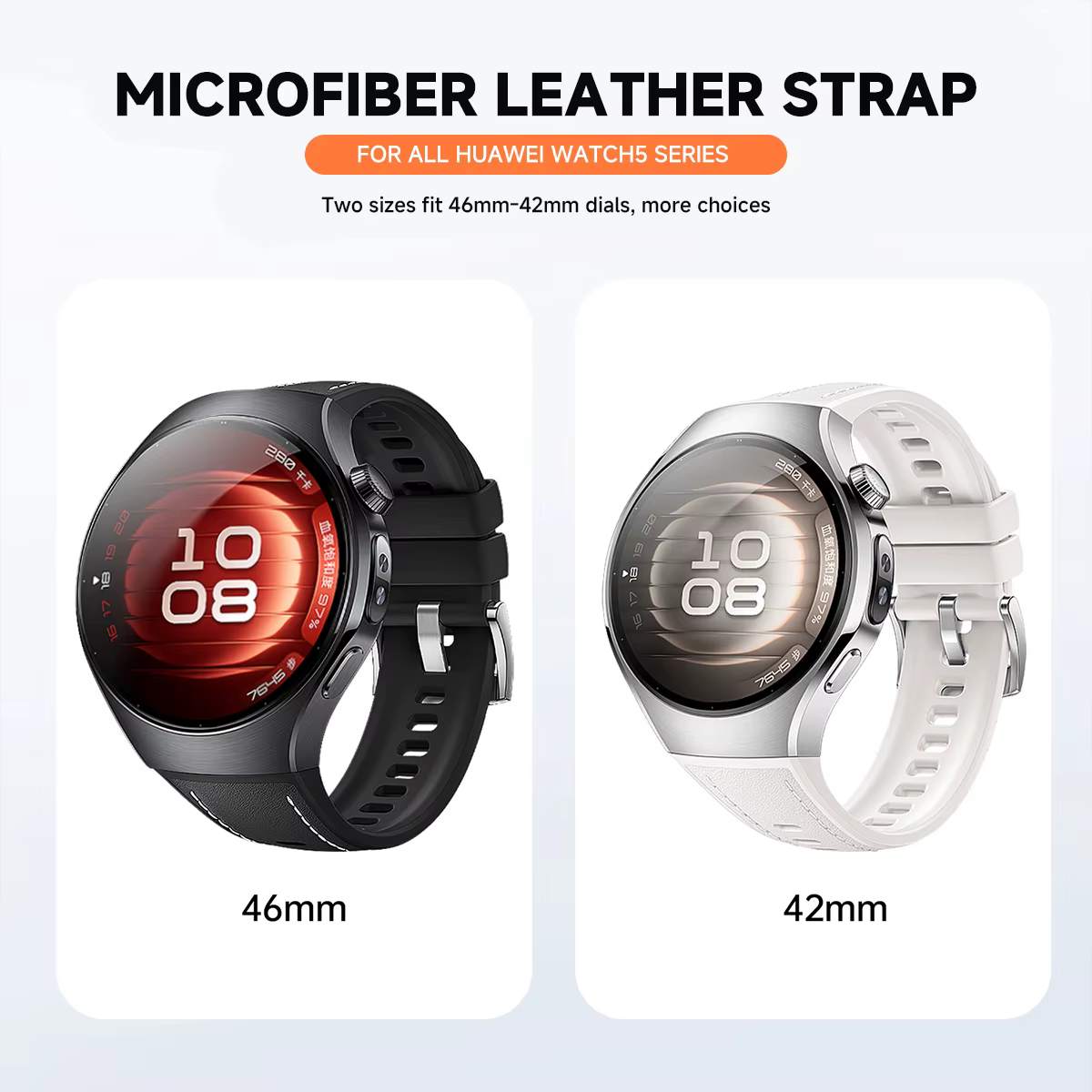 Bracelet en cuir de luxe d'origine pour Huawei Watch 5 46MM sans espaces