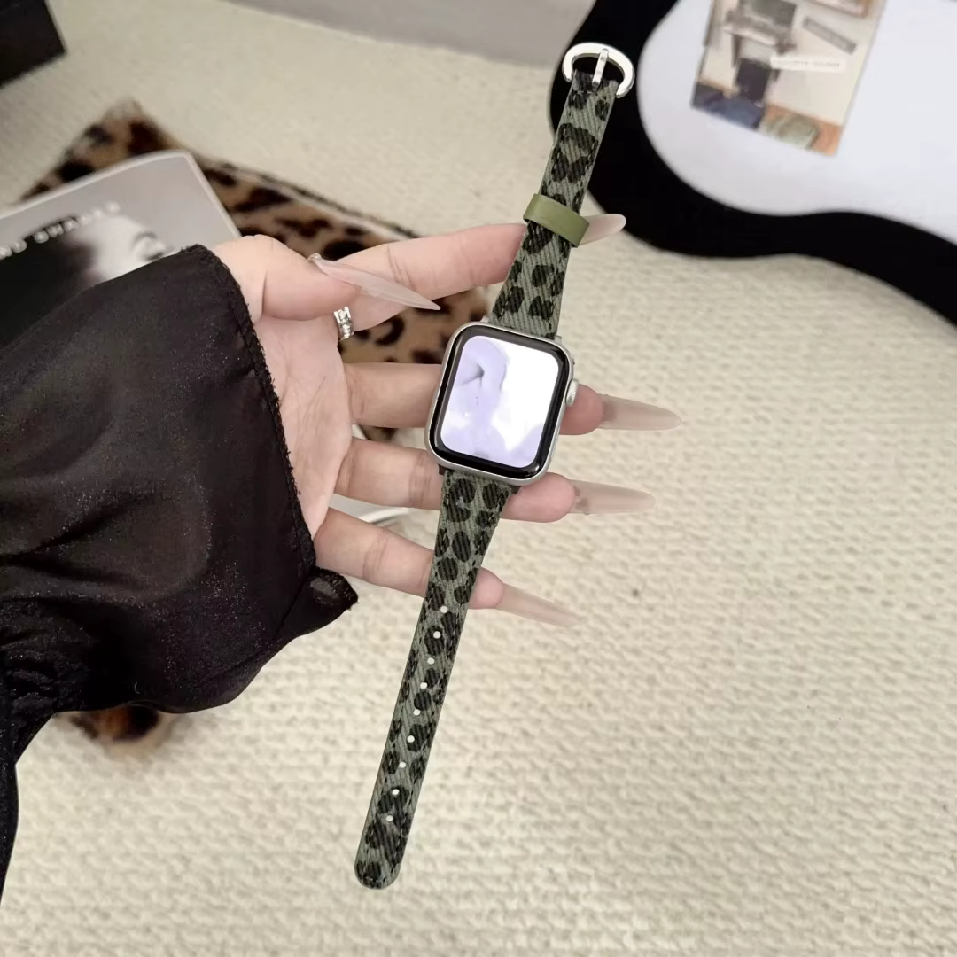 Excellent bracelet en cuir imprimé léopard pour Apple Watch femme 44mm 40mm 45mm 41mm 49mm 46mm Series 11 10 9 8 SE 7 6 5 4