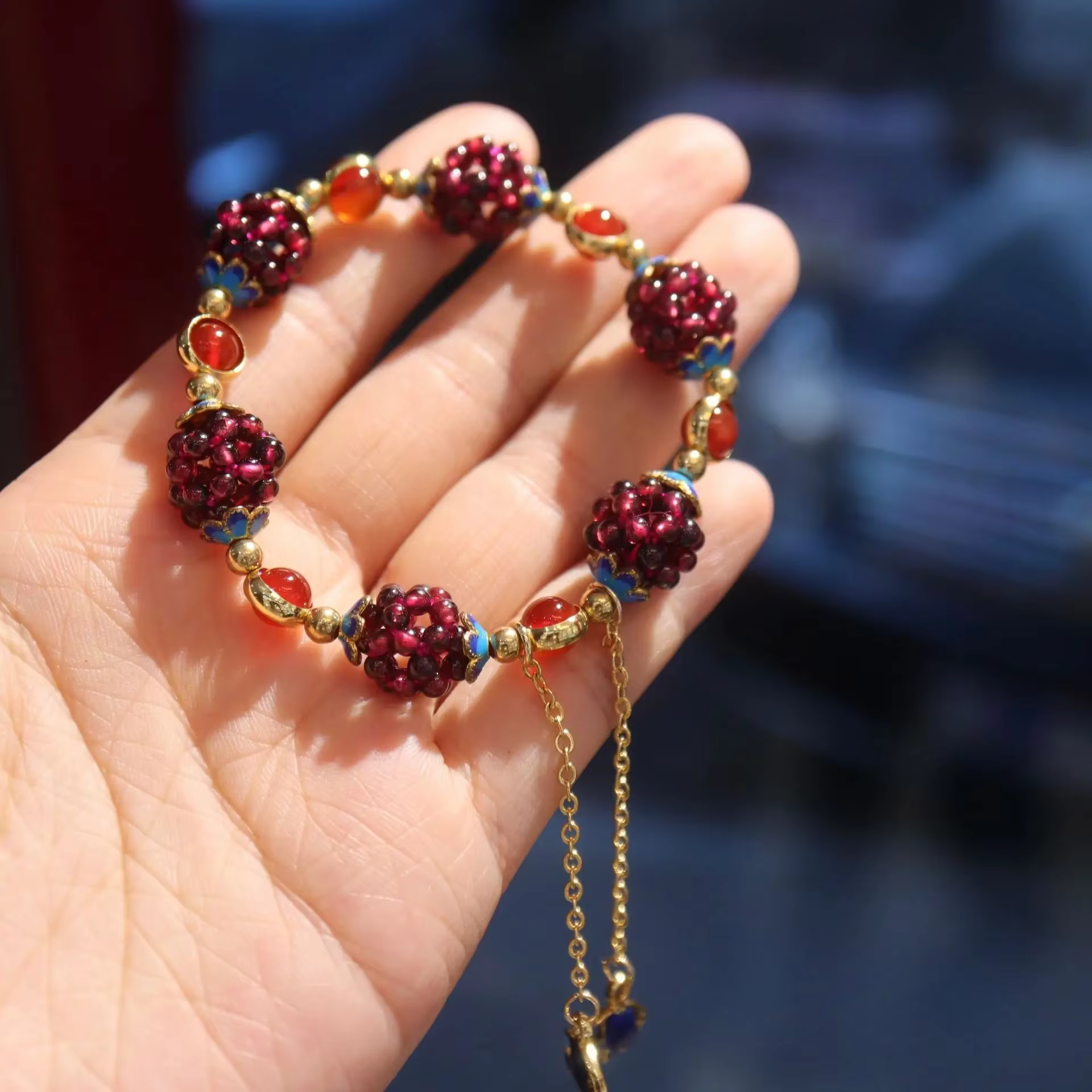 Bracelet en grenat naturel pour femmes, Simple, personnalité créative, associé à une pierre Tianhe, accessoire cloisonné, bijoux