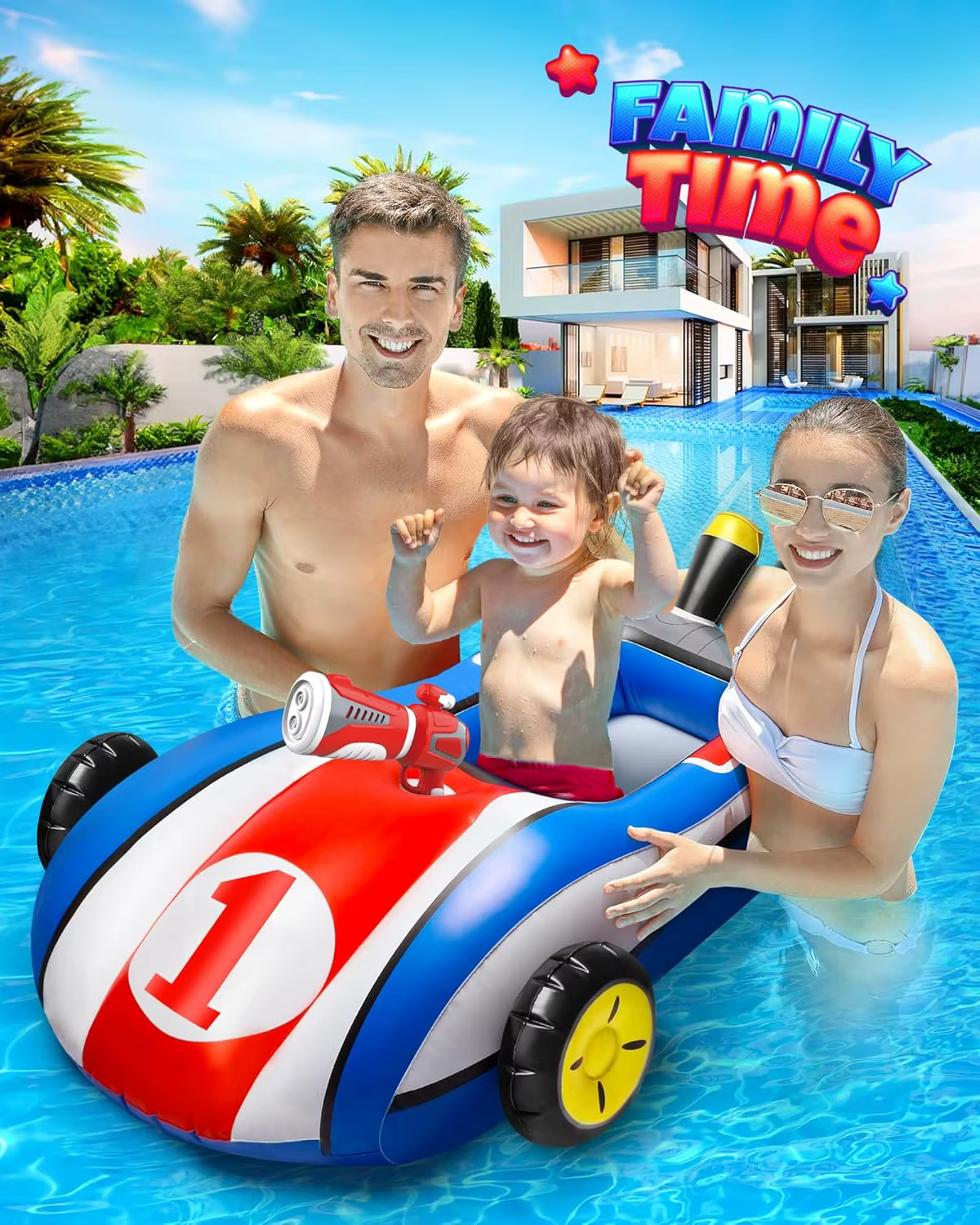 Jouets gonflables pour piscine pour enfants avec pistolet à eau, jouets aquatiques gonflables à chevaucher pour enfants, jeux d'eau d'été en plein air pour garçons et filles