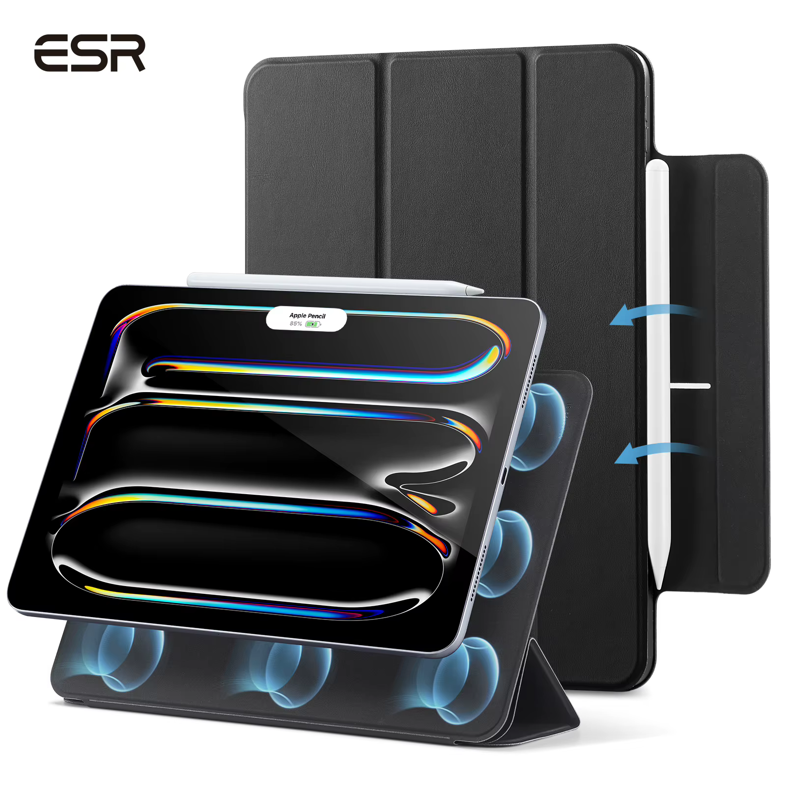 ESR pour iPad Pro 11/13 étui à fixation magnétique forte prend en charge le crayon Pro et le crayon pour Air 11/13(2024 2025) et Pro 11/12.9