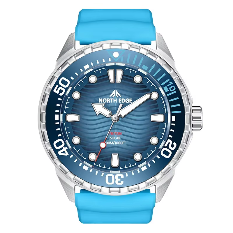 Nouvelle montre de plongée solaire NORTH EDGE 2025 TRITON pour hommes