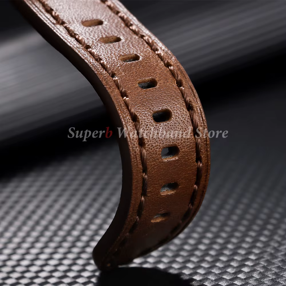 Bracelet de montre en cuir de vachette de haute qualité pour Panerai marron