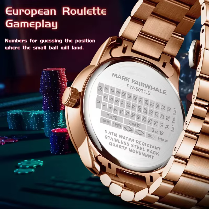 Mark Fairwhale 5031 nouveau 2025 montre pour hommes de marque supérieure Quartz chiffres arabes cadran rotatif roue montre automatique diamant lumineux