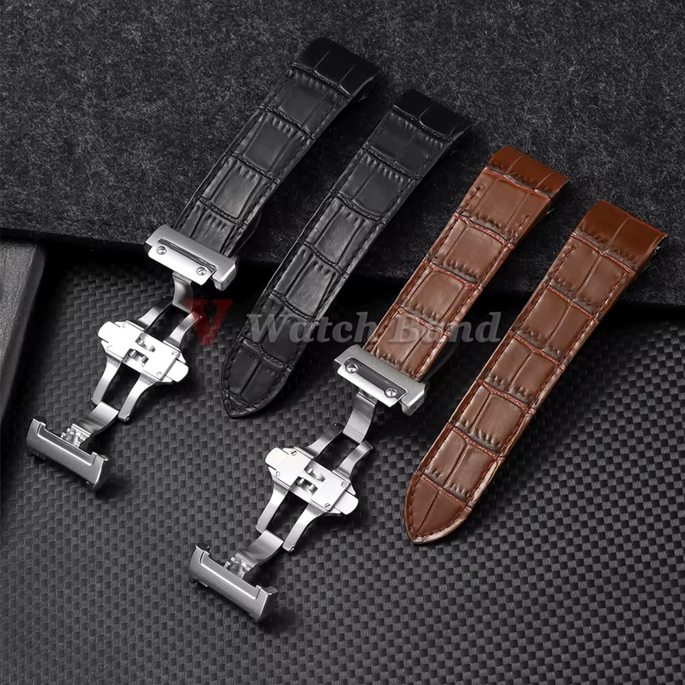 Bracelet de montre en cuir de veau véritable pour Cartier Santos 20 mm 23 mm