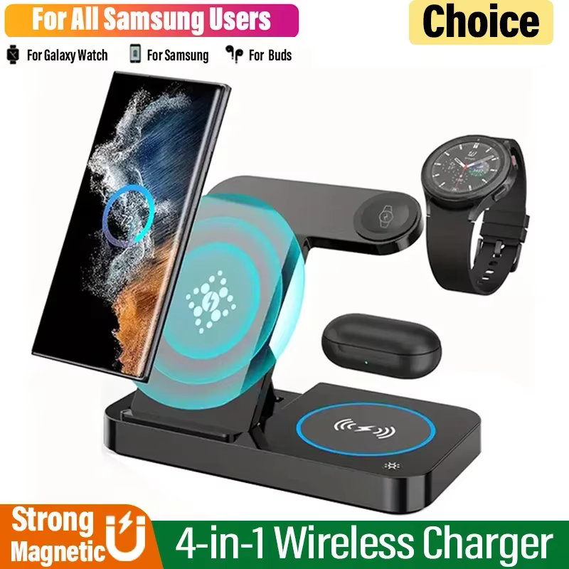 Support de chargeur de montre de téléphone intelligent sans fil 4 en 1