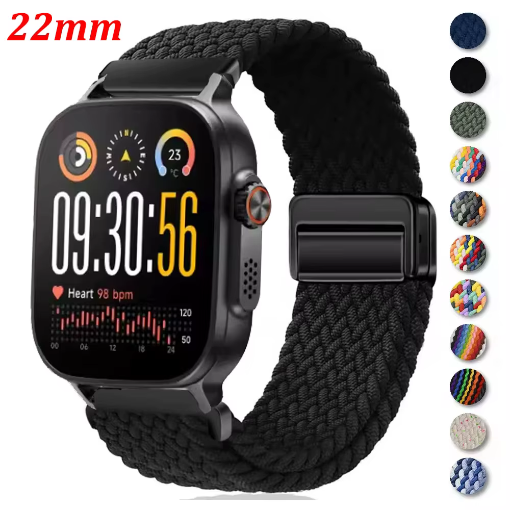 Bracelet magnétique de 22mm pour montre Realme 5, boucle tressée en Nylon pour montre Realme S2 S S Pro/Realme 3 3 Pro 2 2 Pro