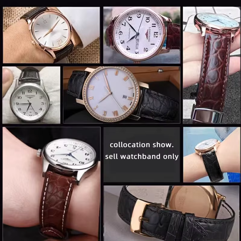 Bracelet de montre en peau de Crocodile pour hommes
